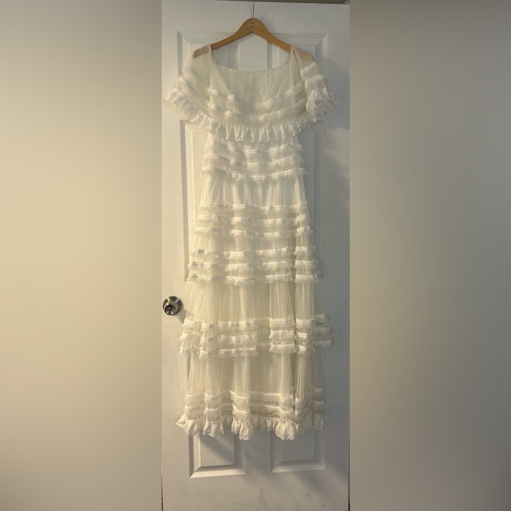 Fashion Nova White Ruffled Tiered Maxi Dress